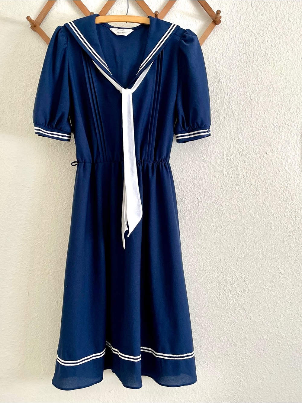 Vintage 1970s Blue and White Sailor Dress - Picture 5 of 11